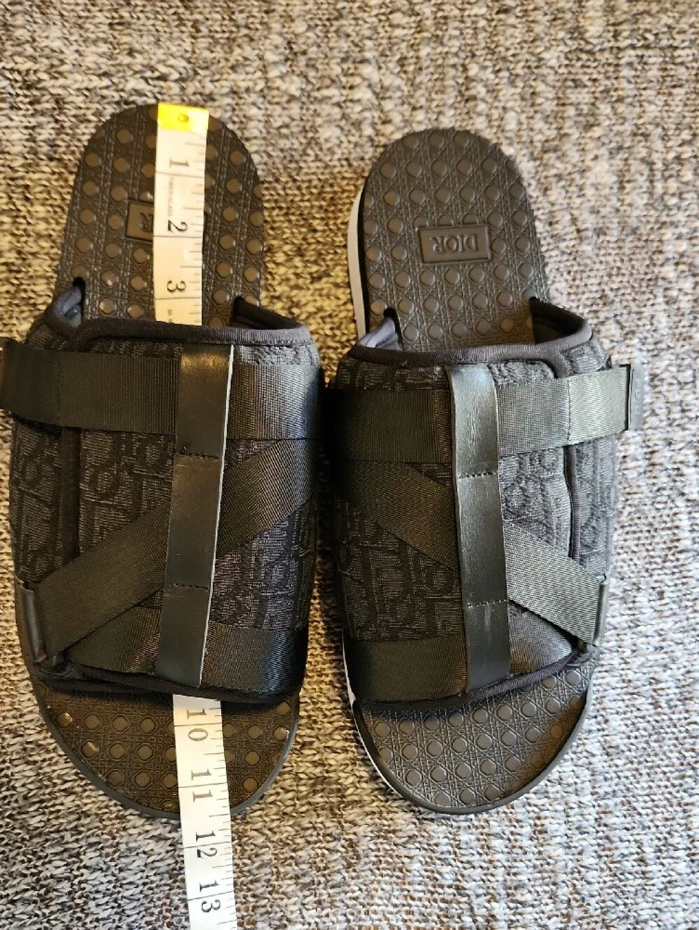 Dior Black Crisscross Logo Slide Sandals